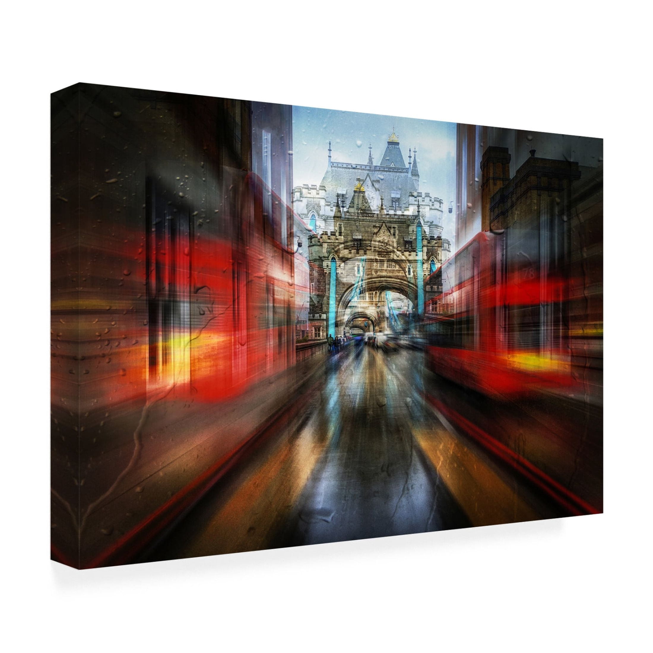Canvas Wall Art - Orkidea W. 'The Red Bus' Wall Art for Living Room, Bedroom, or Office Décor by Trademark Fine Art - 19 x 12 Inches