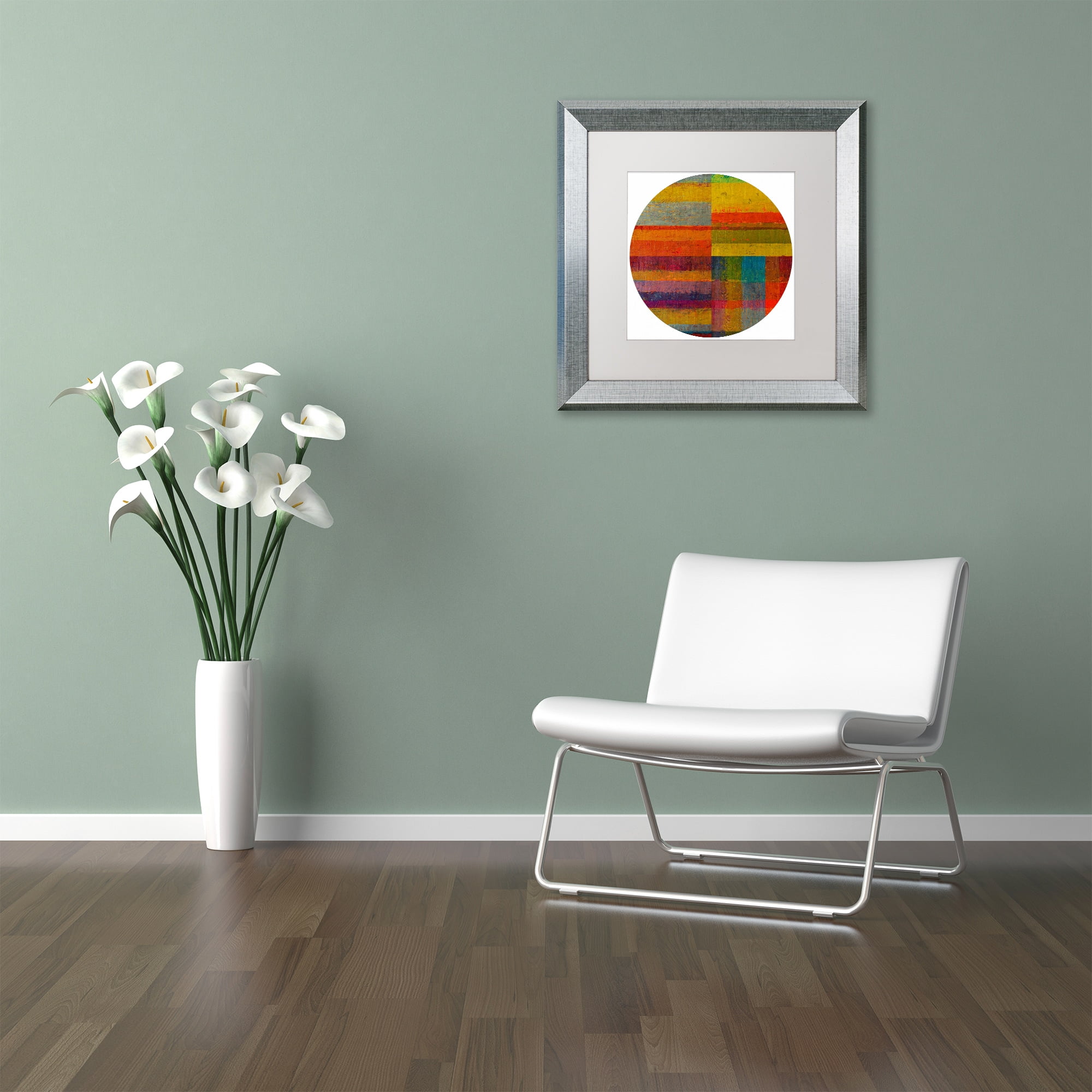 Trademark Fine Art "Round 4.0" Canvas Art by Michelle Calkins, White Matte, Silver Frame