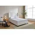 thumbnail image 2 of King Size Platform Bed, Elegant Bed Frame with Chenille Fabric, High Headboard, Wooden-slats Base, Metal Side Rails Frame, Simplicity Bed for Adults, Teens, Children, Cream White, 2 of 8