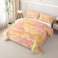 thumbnail image 3 of Manfei Mermaid Scale Quilt Full, Gradient Fish Scale Full Bedspread Sets, Pink Yellow, 3pcs, 1 Coverlet and 2 Pillowcases, 3 of 7