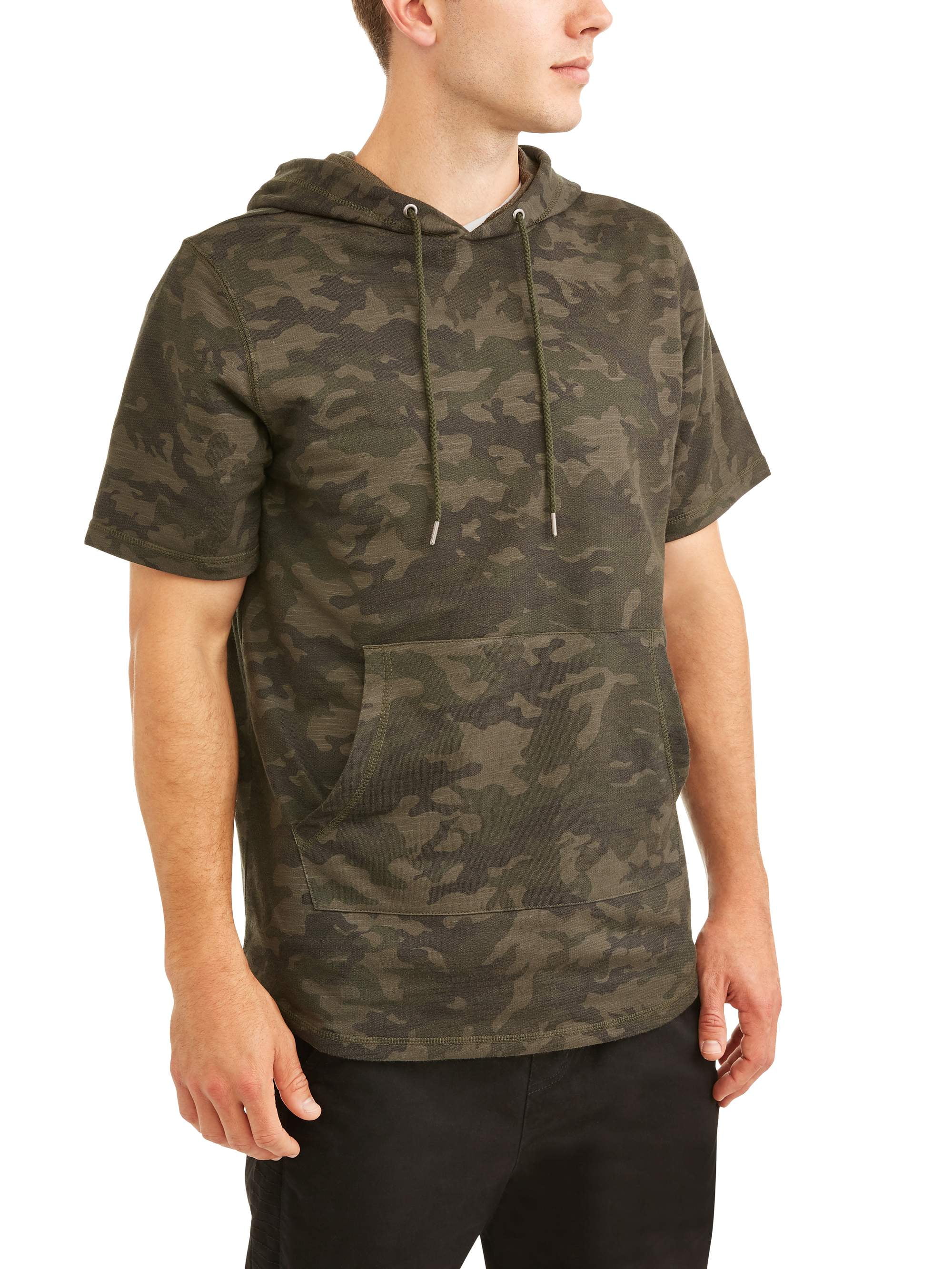 Short sleeve top camo hoodie