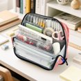 thumbnail image 6 of Standing Pencil Case with Base Large Capacity Stationery Pouch Pen Bag with Zipper for Women Men Bows and Strawberries Pattern, 6 of 7