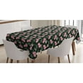 thumbnail image 1 of Mushroom Tablecloth, Spotted Fungi and Hedgehogs Woodland Elements on a Dark Tone Background Hand Drawn, Rectangle Satin Table Cover for Dining Room and Kitchen, 52" X 70", Multicolor, by Ambesonne, 1 of 2