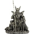 thumbnail image 4 of Ebros Norse Odin The Alfather Sitting On A Throne with Two Wolf Dogs Figurine, 4 of 7