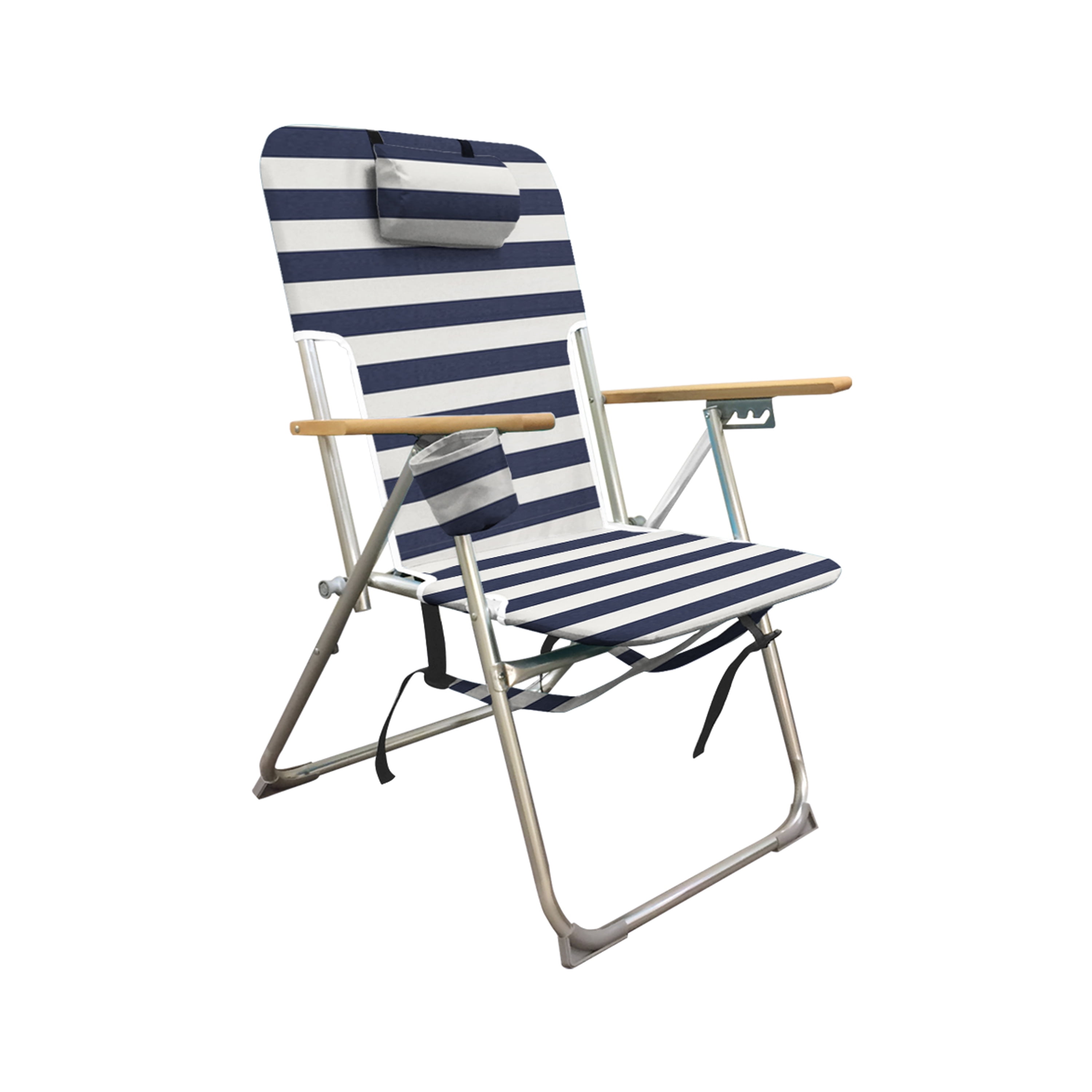 Caribbean Joe High Weight Capacity Back Pack Beach Chair Navy Blue And White Stripes Walmart Com