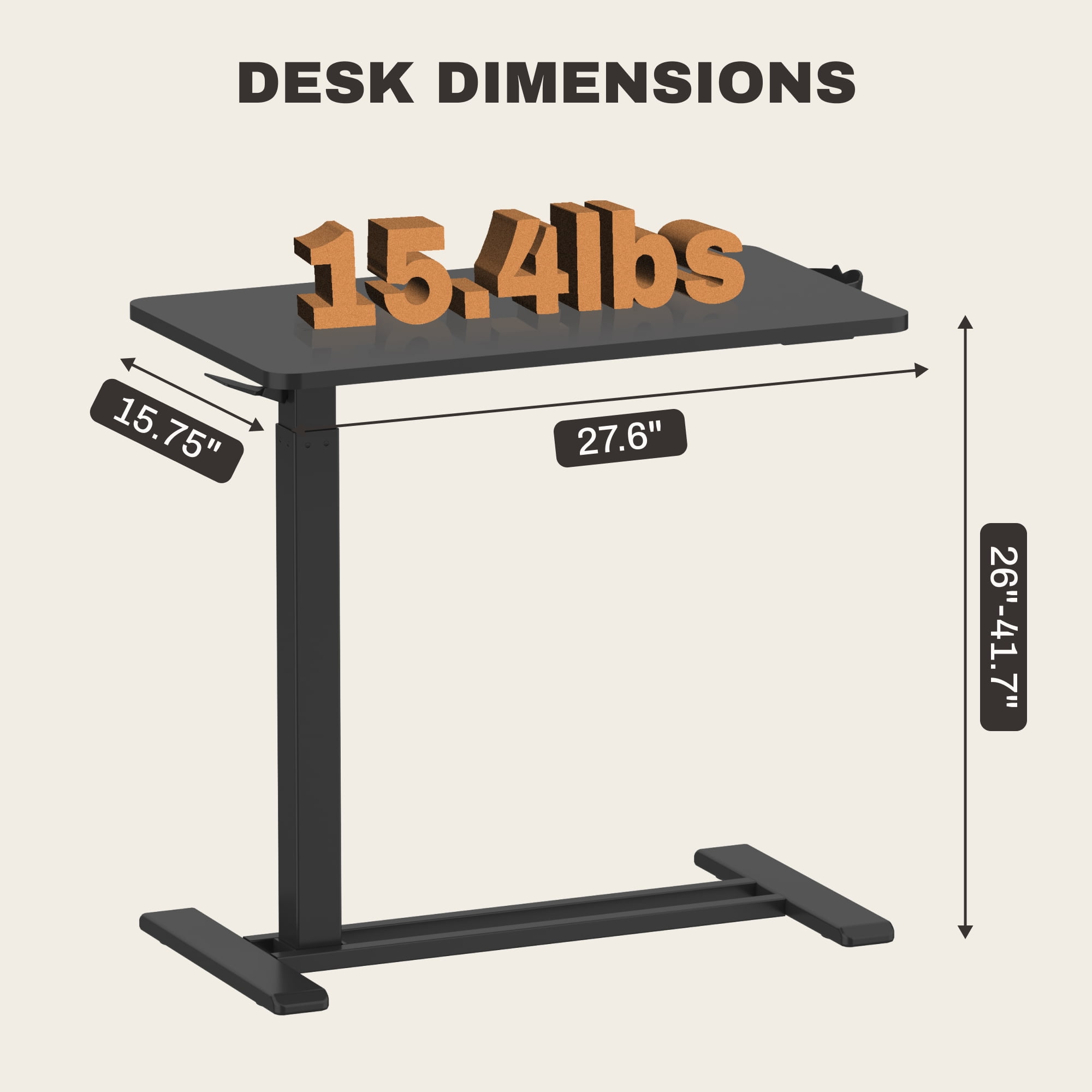 FitStand Mobile Standing Desk with Wheels, Pneumatic Lift, Adjustable Height, Rolling Computer Cart, Compact Sit Stand Workstation for Home Office, Black, 28 x 16 inch