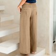 thumbnail image 4 of Pantalon Grand Ample pour Femmes en Coton et Lin, Grande Taille, avec Poches, 4 of 7