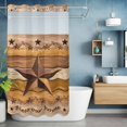thumbnail image 2 of Country Stars No Hook Shower Curtain with Snap in Liner Vintage Brown Wood Grain Bless Our Home Farmhouses Waterproof Bathroom Shower Curtain with See Through Top Window for Bathtub 36" x 72", 2 of 9