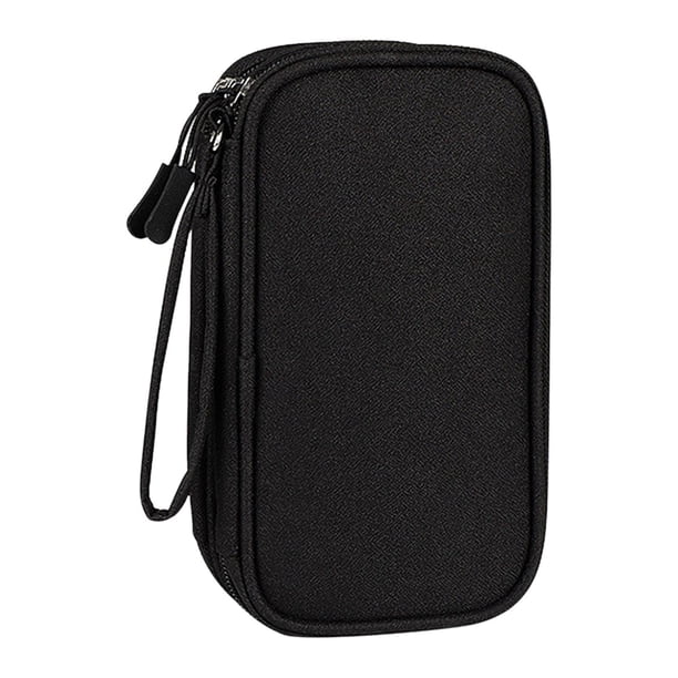 Organizador de cables de viaje, bolsa de almacenamiento de cables con divisores, doble capa, para electrónica Pequeño negro