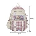 thumbnail image 3 of Bolsa Mochila de retazos de lona para mujer Mochila grande para estudiantes de estilo preppy (rosa) Ehuebsd Para Estrenar, 3 of 8