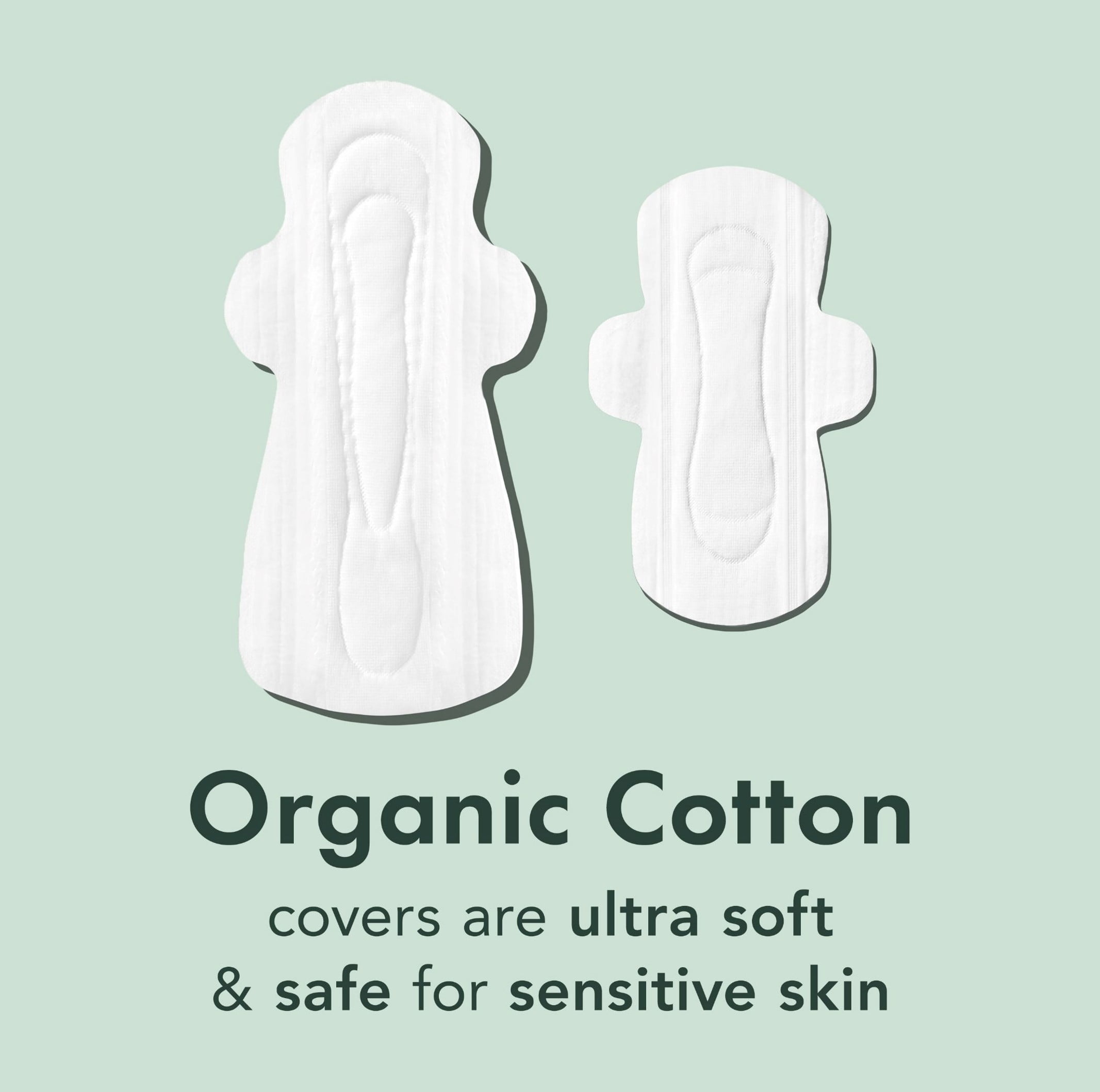 Rael Certified Organic Cotton Cover Pads, Regular & Overnight
