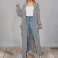 thumbnail image 2 of Women's Sweater Oversize Solid Cable Knitted Long Cardigan Elegant Open Front Knitted With Pocket Fall Winter Clothes, 2 of 5