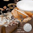 thumbnail image 3 of Orange Pumpkins Fall Round Tablecloth, Fitted Table Cover with Elastic for 55"-60" Round Tables, Thanksgiving Botanical Leaves Floral Table Cloth Outdoor Indoor Dinning Party Waterproof Tablecloths, 3 of 7