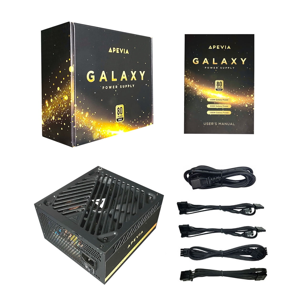 Apevia ATX-GX1000W Galaxy 1000W (No PCIe 5.0 & No Gen 5 12VHPWR Connector) 80+ Gold Certified Active PFC ATX Semi-Modular Gaming Power Supply…