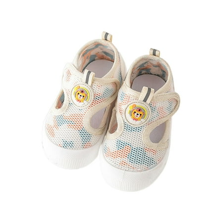 

Daeful Girls Boys Casual Shoes Mesh Flats Breathable Sneakers Platform Cartoon Walking Shoe Children Cute Khaki 7.5C