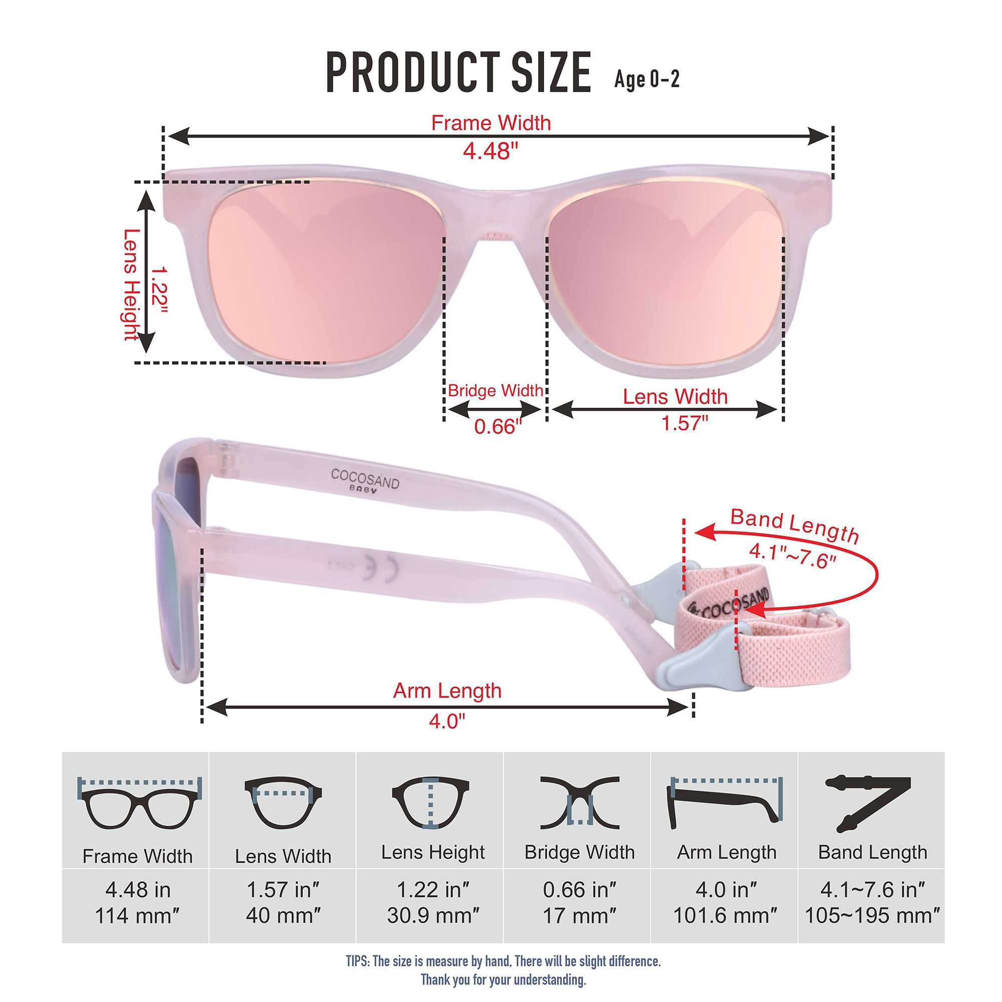 COCOSAND Baby Sunglasses with Strap Classic Square Frame UV400 for Infant Toddler Boys Girls Age 0-24 Months , 2-Pack