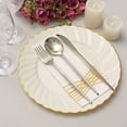 thumbnail image 4 of Balsa Circle 10 Ivory 10" Round Disposable Plastic Salad Dinner Plates Gold Swirl Design Trim Party Decorations, 4 of 8