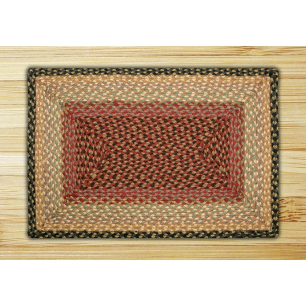 Earth Rugs RC57 Burgundy / Gray / Cream Rectangle Braided Rug 3 Feet x