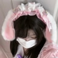 thumbnail image 4 of Jiibva Japanese Bowknot Plush Bunny Hair Hoop Ribbon Lace Lolita Rabbit Ears Headband Furry Cute Cosplay Hair Bands Head Accessories, 4 of 7