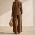 thumbnail image 4 of Women's 2 Piece Outfits Casual Lapel Half Zip Sweatshirts and Wide Leg Pants Tracksuit Sets, 4 of 4