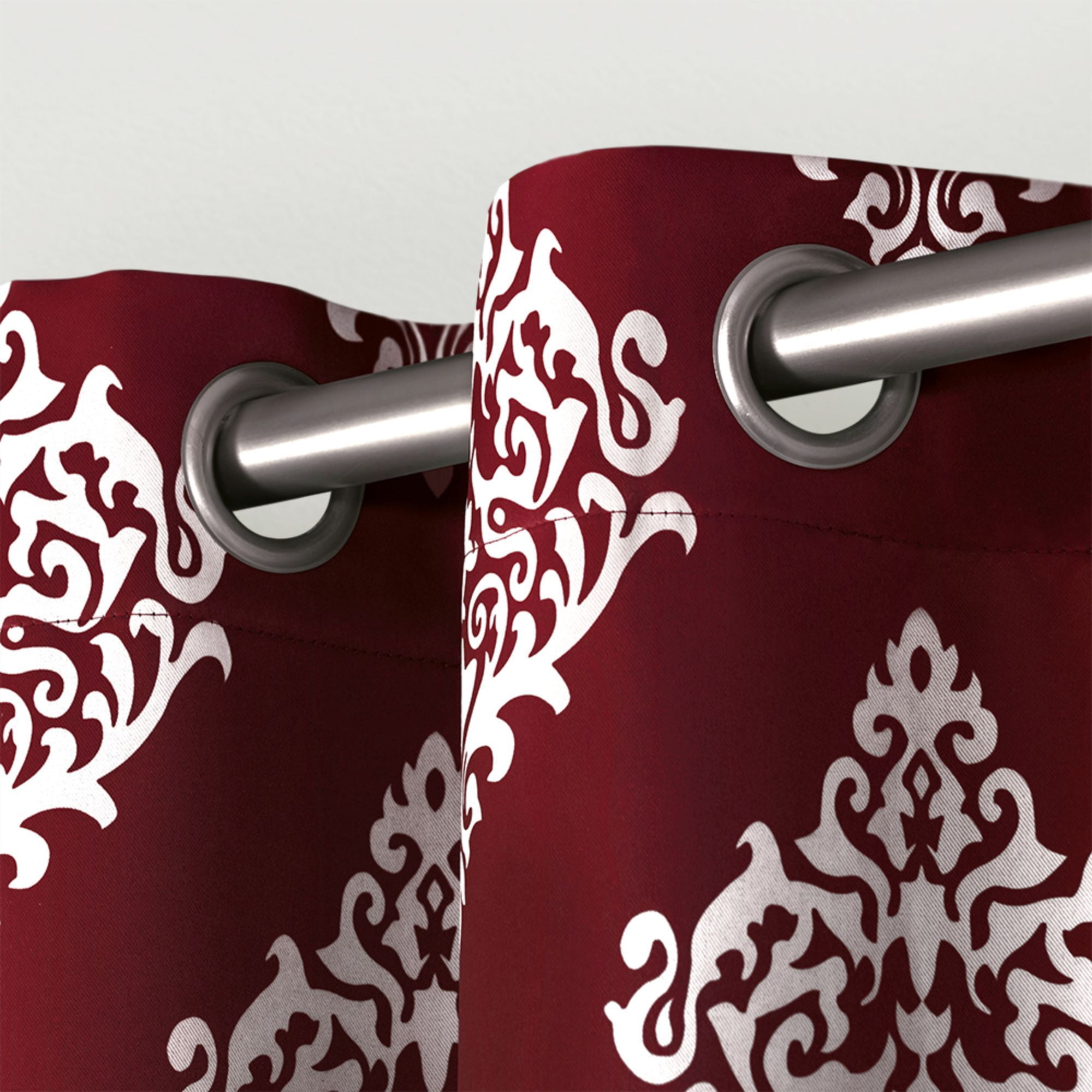 Exclusive Home Medallion Room Darkening Blackout Grommet Top Curtain Panel Pair, 52"x84", Burgundy