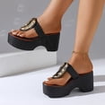 thumbnail image 3 of Chunky Heeled Flip Flops for Women 2025 Trendy Punk Buckle Platform Wedge High Heel Thongs Slip on Sandals, 3 of 7