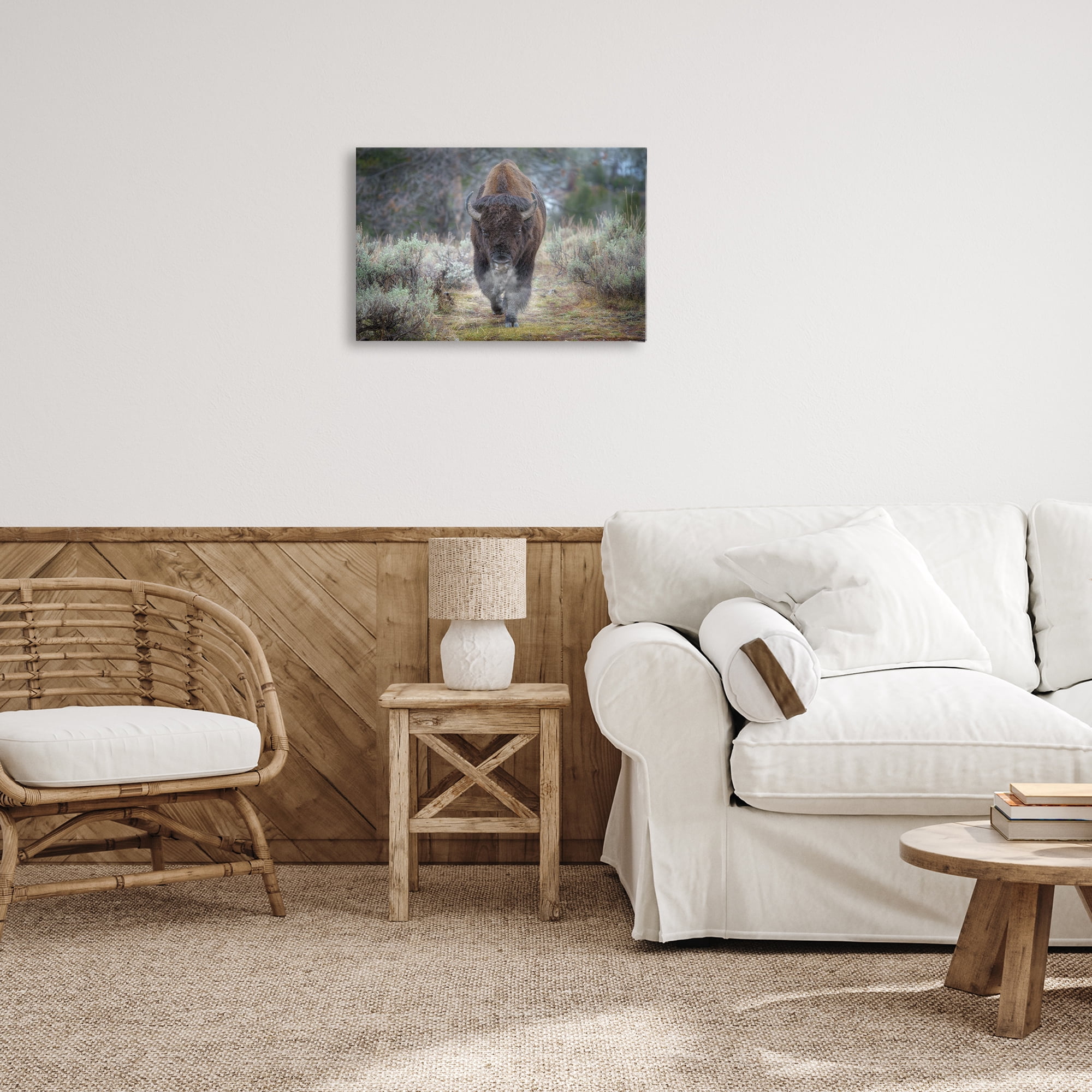 Stupell Industries Bison Stepping Photography Animals Photography Wrapped Canvas Art Print Wall Art, 24 x 16