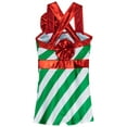 thumbnail image 6 of YiZYiF Girls Boys Christmas Santa Candy Costume Stripes Dance Leotard Biketard Gymnastics Bodysuit Green 4, 6 of 7