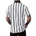 thumbnail image 6 of FRSASU Men's Summer Striped Shirts Casual Button Down Textured Short Sleeve Collared Vintage Beach Shirts White, 6 of 7