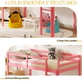 thumbnail image 6 of Zimtown Twin Size Loft Bed with Stairs Wood Low Sturdy Loft Bed for Bedroom, Pink, 6 of 10