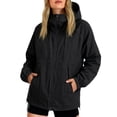 thumbnail image 3 of Vinsonshop Women's Activewear Rain Jacket Waterproof Windbreaker Hooded Colorblock Lightweight Outdoor Hiking Raincoat Athletic Jackets Gorpcore Utility Outerwear Black L, 3 of 5