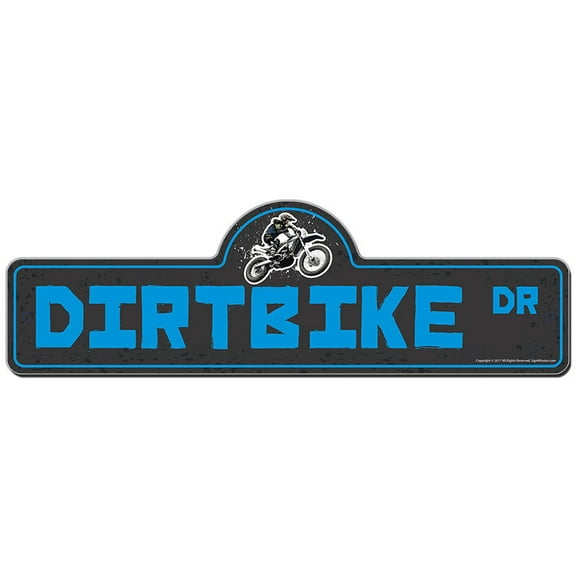 Dirtbike Street Sign | Indoor/Outdoor | Funny Home Decor for Garages, Living Rooms, Bedroom, Offices | SignMission personalized gift