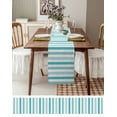 thumbnail image 3 of Aqua Ombre Grey Striped Table Runner 108 Inches, Farmhouse Stripe Modern Bed Runner Dresser Scarves Tabletop for Indoor Outdoor Parties/Ceremony/Banquet, 13"x 108", 3 of 8