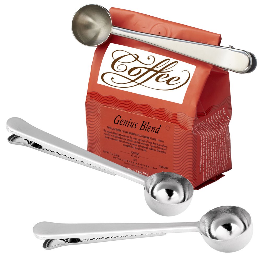 3pk Stainless Steel Peerless Coffee Scoops with Bag Chip Clip Measuring