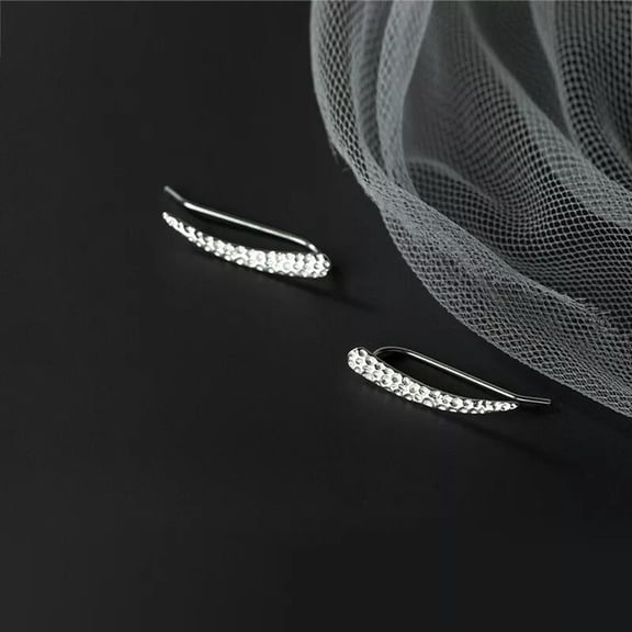 K-KED 925 Sterling Solid Silver Crystal Ear Pin Earrings Pins Crawler Climber Wrap