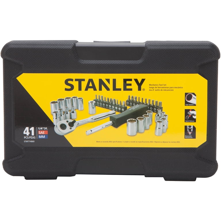 Stanley STMT74860 41-Piece Mechanics Tool Set, Chrome, 12-Point