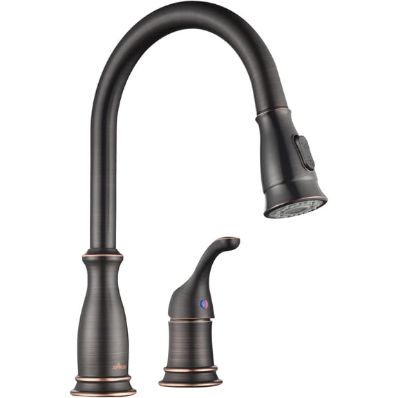 Hole Kitchen Faucet, Oil Rubbed Bronze Kitchen Sink Faucets with Pull Down Sprayer Two Modes