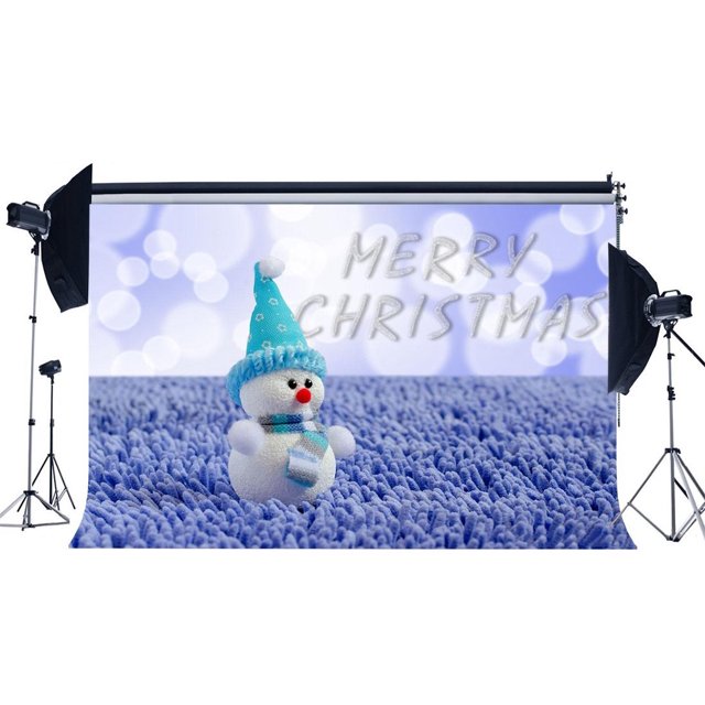 Telón de fondo Fotografía ABPHQTO 150x220cm Feliz Navidad Muñeco de nieve Campo de lavanda Bokeh Halos Brillo Lentejuelas