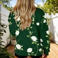 thumbnail image 4 of Jinhomg Oversized Sweatshirt for Women Rose Graphic Pullover Tops Drop Shoulder Long Sleeve Crewneck Sweatshirts Green XXL, 4 of 7