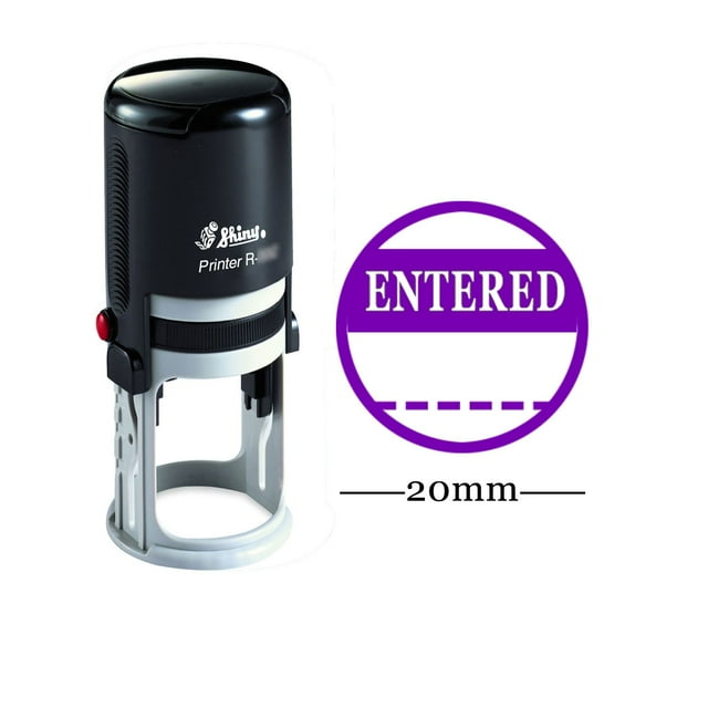 ENTERED Round Self Inking Office Stationary Stamp Personalized Custom Shiny 20mm Rubber Stamp