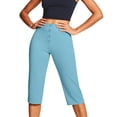 thumbnail image 2 of JGGSPWM Capri Pants for Women Dressy Casual Summer Cropped Pants High Waisted Loose Fit Yoga Work Dress Capris with Pockets Blue M, 2 of 5