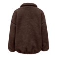 thumbnail image 5 of Women's Fleece Jacket, Oversized Zip Up Winter Coat, Soft Plush Outerwear, High Collar Warm Jacket, Casual Winter Coat, Fall Fashion Jacket, Pocket Detail Coat Brown L, 5 of 6