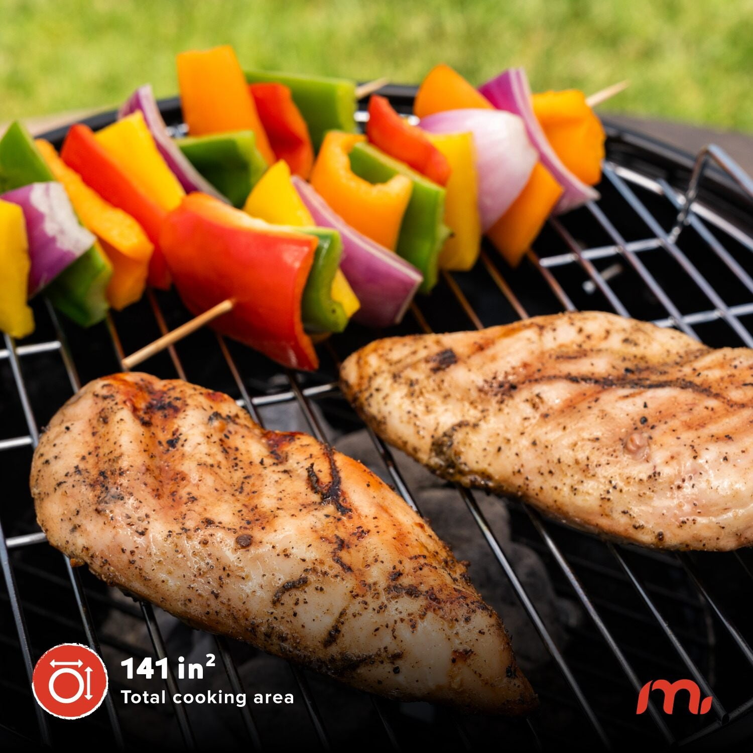 Megamaster – 14.5" Portable Charcoal Barbecue Grill with Adjustable Air Vent, 141 SQ. In Cooking Area, Table Top Grill for Camping, Outdoor Cooking, Patios, and More - 810-23001