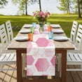 thumbnail image 4 of Pink Marble 70 Inch Table Runner, Gold White Geometric Hexagon Modern Farmhouse Dresser Scarf Cotton & Linen Tablerunner for Dining/Kitchen Island/Holiday Party Décor 13" x 70", 4 of 9