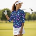 thumbnail image 5 of HUIACONG Women Tennis Polo with Colorful Butterfly Floral Print, Tennis Activewear Breathable Polyester Spandex Fabric for Outing and Tennis Enthusiasts, 5 of 10