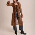 thumbnail image 4 of COMVALUE Women Lace Mesh Tie Front Maxi Top Ruffled Long Sleeve Sheer Cardigan See Through Flowy Kimono Cover Up Shirt Coffee for Size M, 4 of 9
