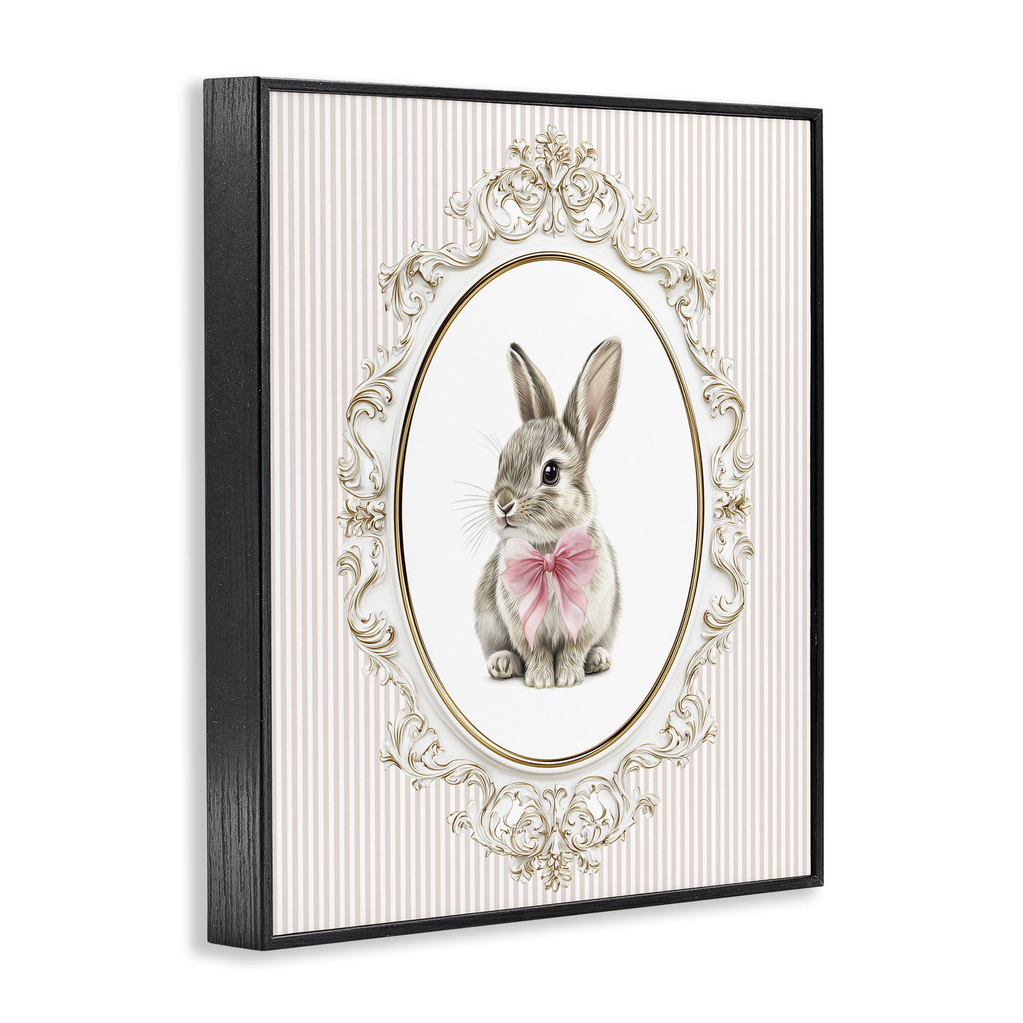 Stupell Industries Ornate Border Bunny Black Framed Giclee Art, design by Christine Simpson Art
