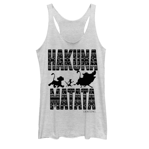 Women's Lion King Hakuna Matata Racerback Tank Top White Heather X Large
