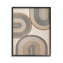 Stupell Industries Natural Boho Arches Abstract Painting Black Framed Art Print Wall Art, 16 x 20