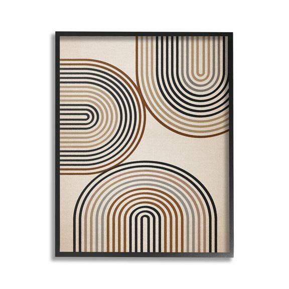 Stupell Industries Natural Boho Arches Abstract Painting Black Framed Art Print Wall Art, 16 x 20